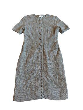 Ann Taylor Vintage Wool Dress Sheath Fit Houndstooth Retro Classy Size 8 Women's